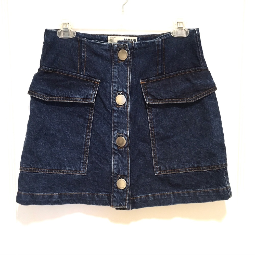 ⭐️ Topshop Moto Button Front Cargo Denim Mini Skirt 6 - Picture 3 of 7